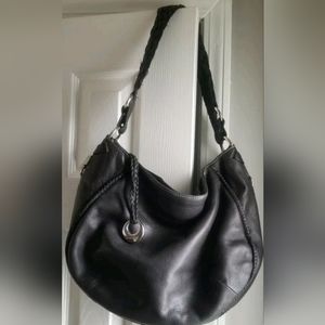 Donald J. Pliner women's handbag black leather pebbled large